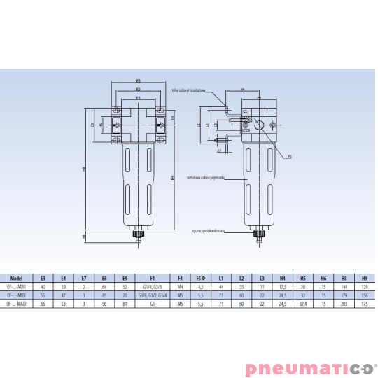 Filtr powietrza Rectus RQS OF-1/2-MIDI Filtr powietrza Rectus RQS OF-1/2-MIDI