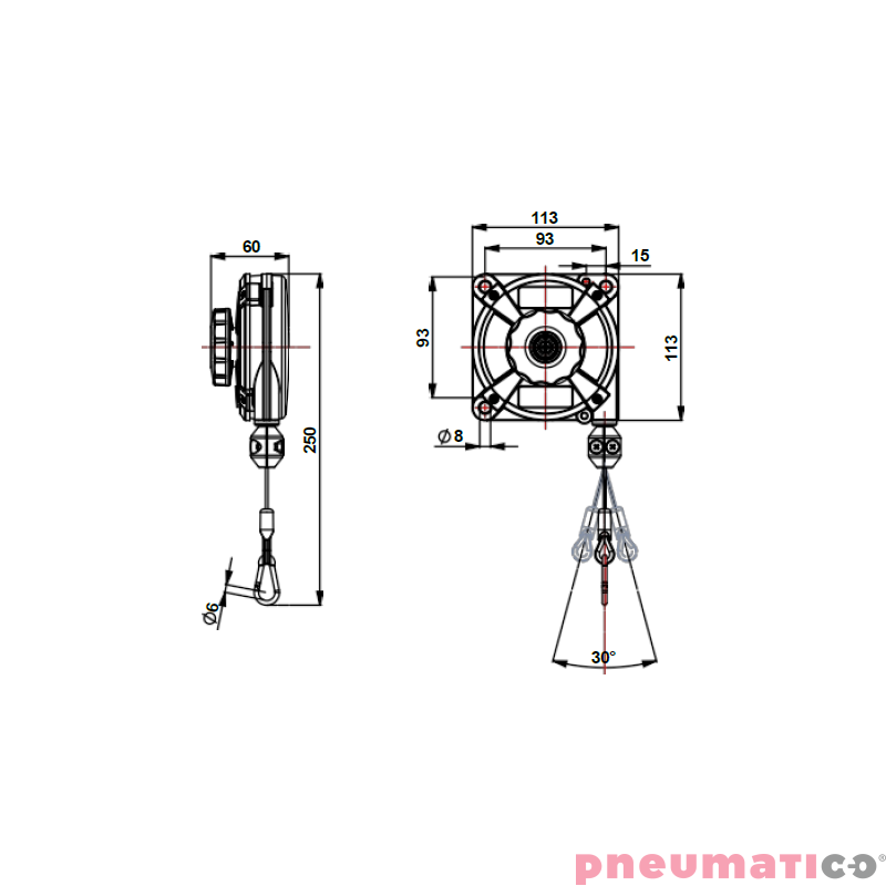 Balanser linkowy 630 ZECA 0,4-1kg 1600mm