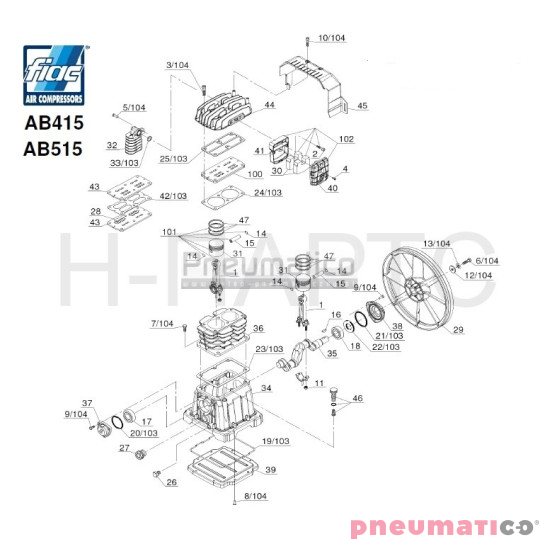 Pompa tłokowa - Agregat spreżarkowy FIAC AB515 Pompa tłokowa - Agregat spreżarkowy FIAC AB515