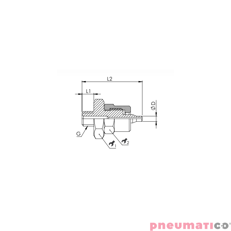 Złącze skręcane proste 12x10 mm z gw. zew. 1/2" RQS NKG1212P