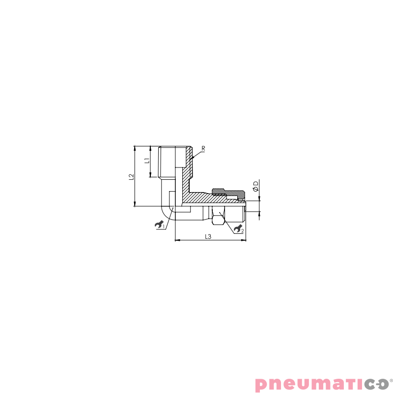Złącze skręcane typu kolanko 10x8 mm z gw. zew. 3/8" RQS NKL3810 Złącze skręcane typu kolanko 10x8 mm z gw. zew. 3/8" RQS NKL3810