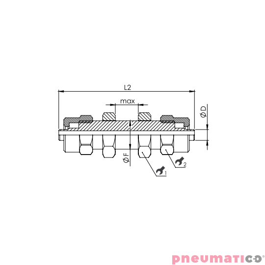 Złącze skręcane proste grodziowe 6x4 mm RQS NKGB60 Złącze skręcane proste grodziowe 6x4 mm RQS NKGB60