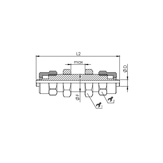 Złącze skręcane proste grodziowe 10x8 mm RQS NKGB100 Złącze skręcane proste grodziowe 10x8 mm RQS NKGB100