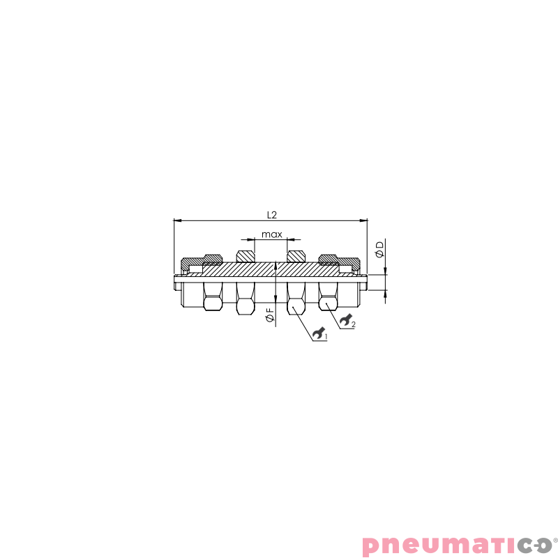 Złącze skręcane proste grodziowe 12x10 mm RQS NKGB120 Złącze skręcane proste grodziowe 12x10 mm RQS NKGB120