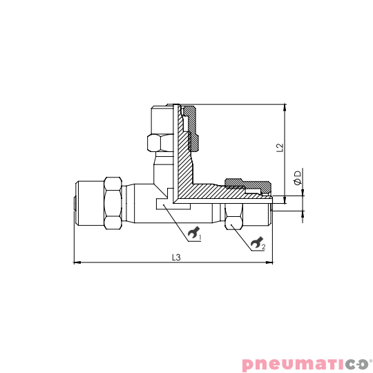Złącze skręcane typu tr&oacute;jnik 10x8 mm RQS NKT100