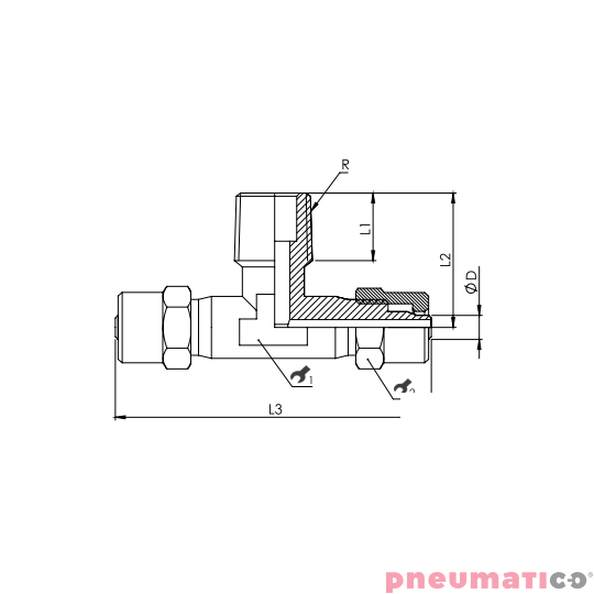 Złącze skręcane typu trójnik 6x4 mm z gw. zew. 1/8" RQS NKT186 Złącze skręcane typu trójnik 6x4 mm z gw. zew. 1/8" RQS NKT186