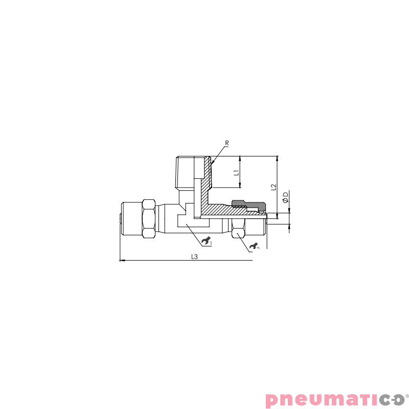 Złącze skręcane typu trójnik 8x6 mm z gw. zew. 1/8" RQS NKT188 Złącze skręcane typu trójnik 8x6 mm z gw. zew. 1/8" RQS NKT188