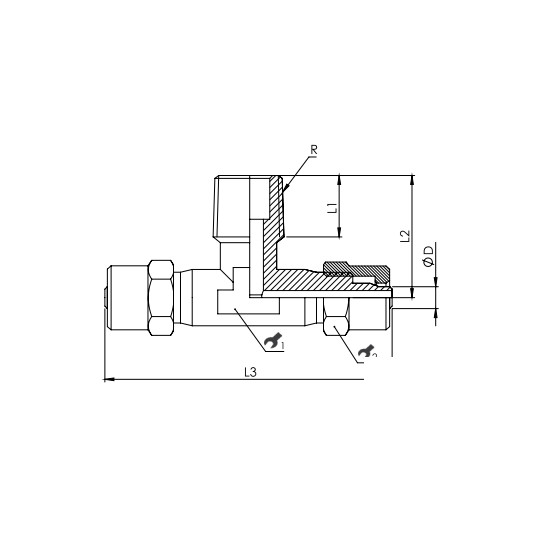 Złącze skręcane typu trójnik 10x8 mm z gw. zew. 1/2" RQS NKT1210 Złącze skręcane typu trójnik 10x8 mm z gw. zew. 1/2" RQS NKT1210