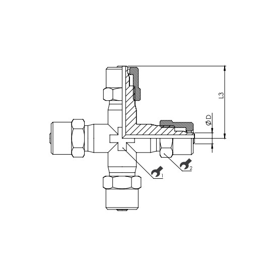 Złącze skręcane krzyżowe 6x4 mm RQS NKX60 Złącze skręcane krzyżowe 6x4 mm RQS NKX60