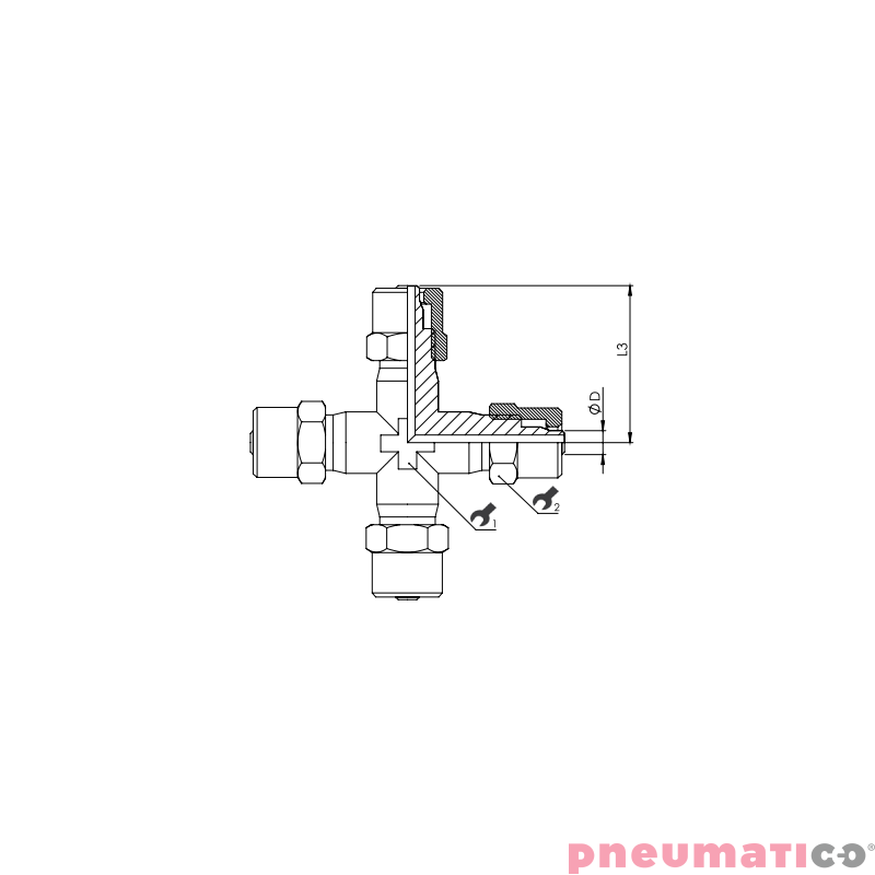 Złącze skręcane krzyżowe 8x6 mm RQS NKX80