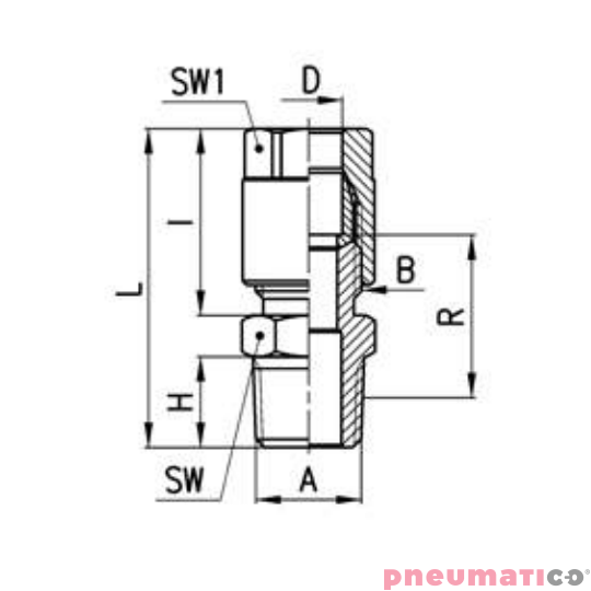 Złącze na wąż serii 1050 &Oslash;10 R1/4"-Z CAMOZZI 1050-10-14