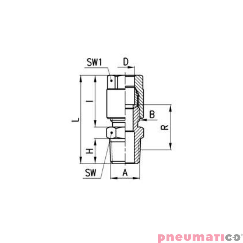 Złącze na wąż serii 1050 Ø8 R1/8"-Z CAMOZZI 1050-8-18