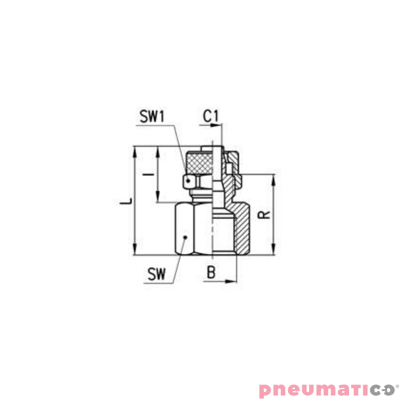 Złącze na wąż serii 1463 Ø6/4 G1/4"-W CAMOZZI 1463-64-14