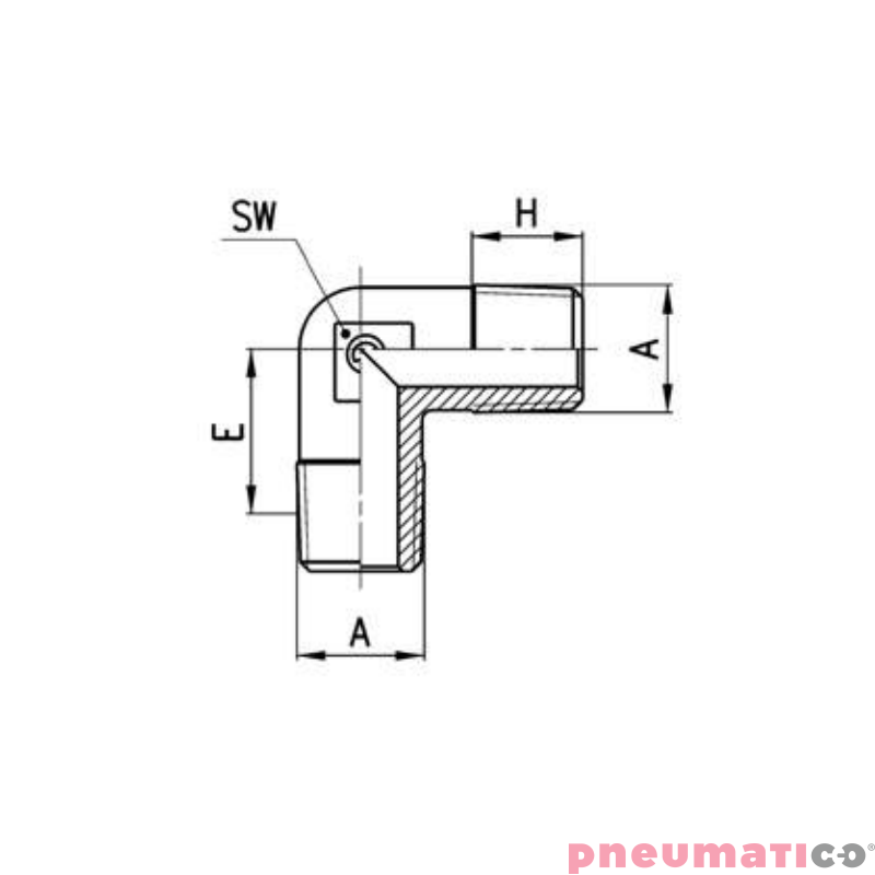 Złączka kątowa serii 2010 R3/8"-Z CAMOZZI 2010-38