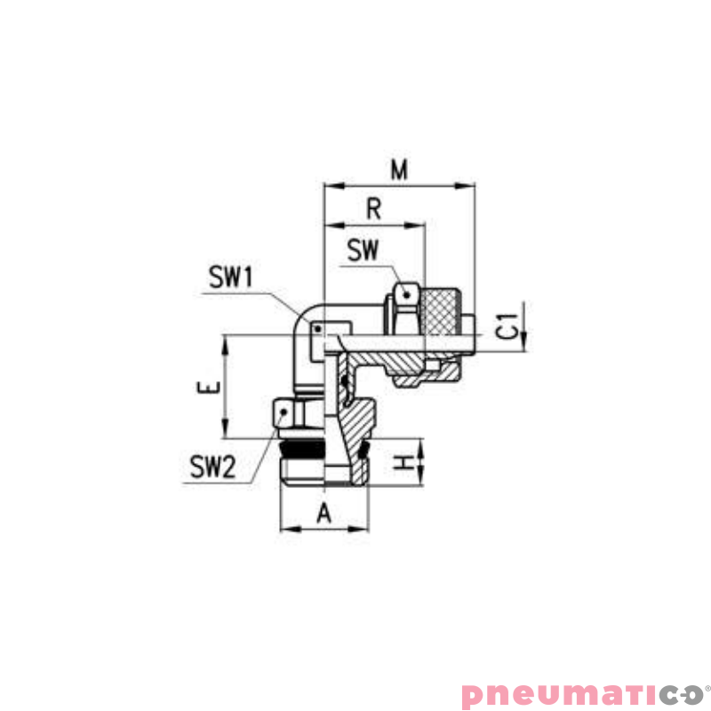 Złącze skręcane typu kolanko serii S1541 10x8mm G1/4"-Z CAMOZZI 1541-108-14