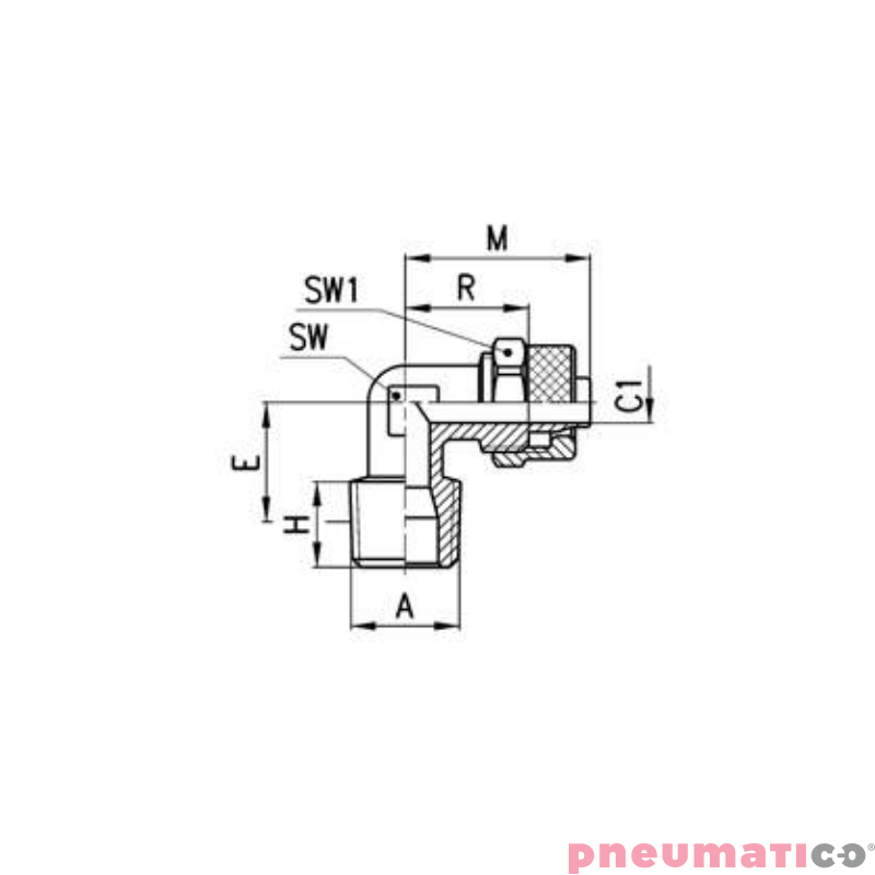 Złącze skręcane typu kolanko serii 1500 10x8mm R1/4"-Z CAMOZZI 1500-108-14