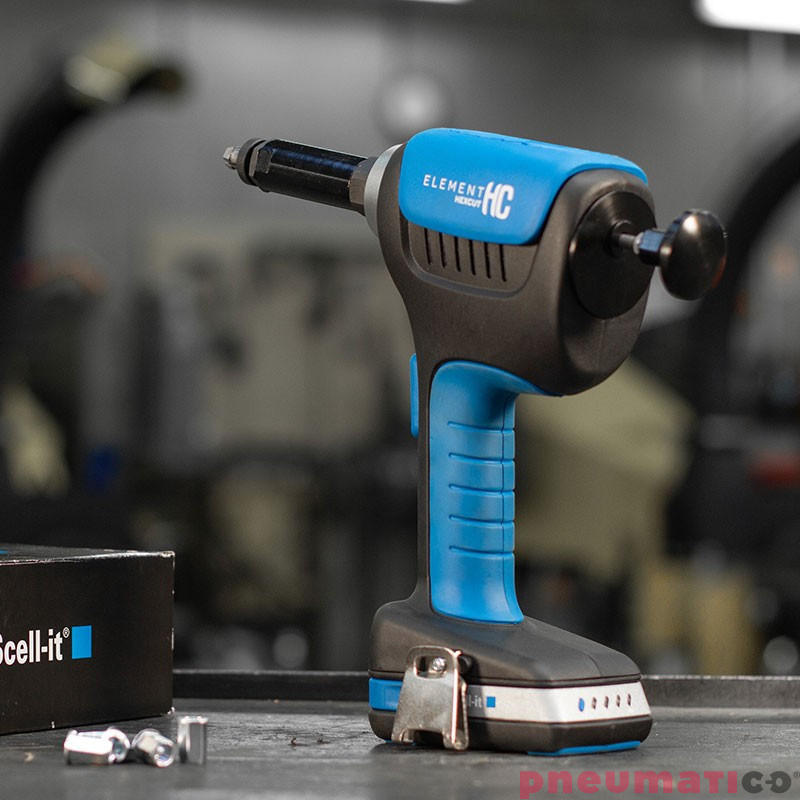 Narzędzie akumulatorowe do wycinania otworów sześciokątnych Scell-it E-HC-2XBAT M4-M10 Element HC Narzędzie akumulatorowe do wycinania otworów sześciokątnych Scell-it E-HC-2XBAT M4-M10 Element HC