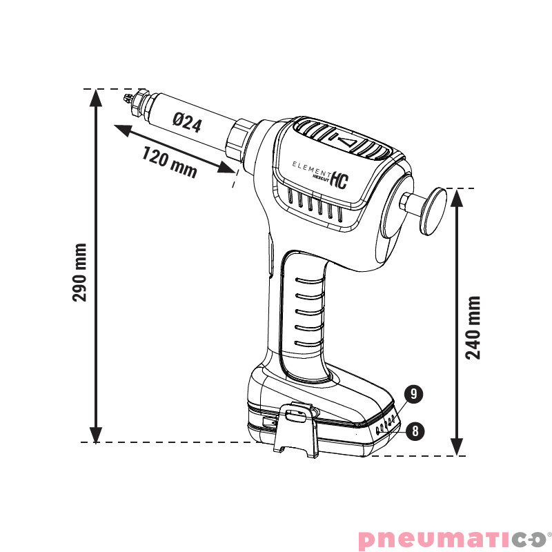 Narzędzie akumulatorowe do wycinania otworów sześciokątnych Scell-it E-HC-2XBAT M4-M10 Element HC Narzędzie akumulatorowe do wycinania otworów sześciokątnych Scell-it E-HC-2XBAT M4-M10 Element HC