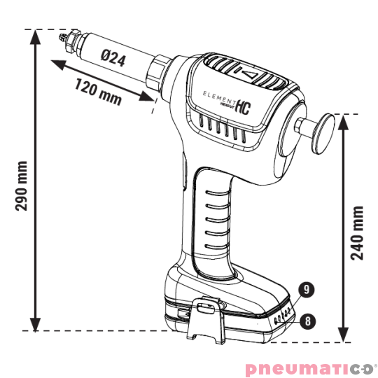 Narzędzie akumulatorowe do wycinania otworów sześciokątnych Scell-it E-HC-2XBAT M4-M10 Element HC Narzędzie akumulatorowe do wycinania otworów sześciokątnych Scell-it E-HC-2XBAT M4-M10 Element HC