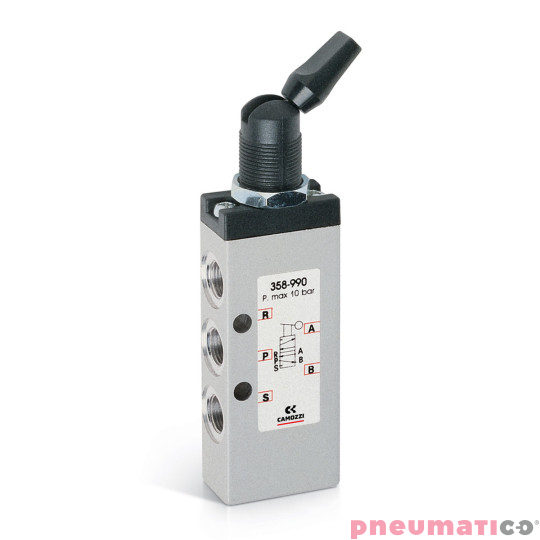 Zawór ręczny z dźwignią 5/2 NC G1/8" bistabilny CAMOZZI 358-990