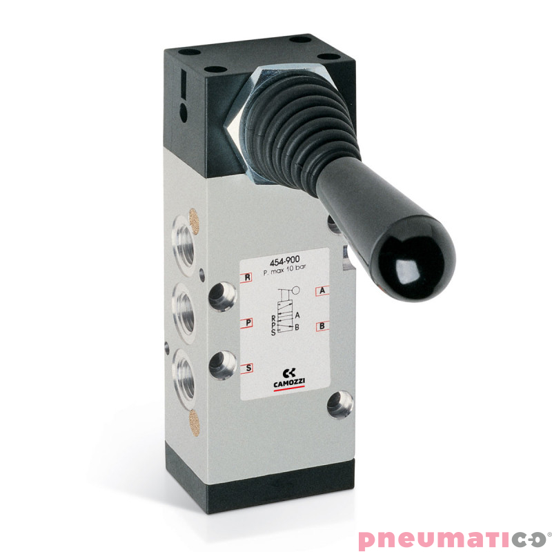 Zaw&oacute;r ręczny z dźwignią 5/2 NC G1/4" monostabilny CAMOZZI 454-905