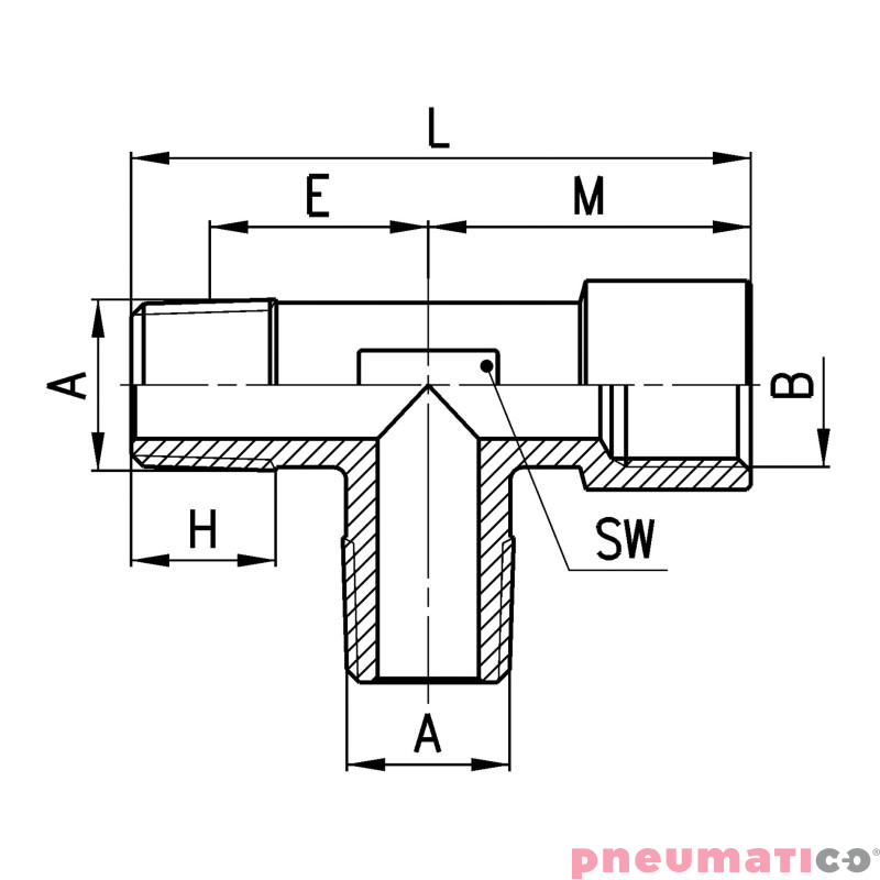 Tr&oacute;jnik G1/8" CAMOZZI 2050-1/8-1/8
