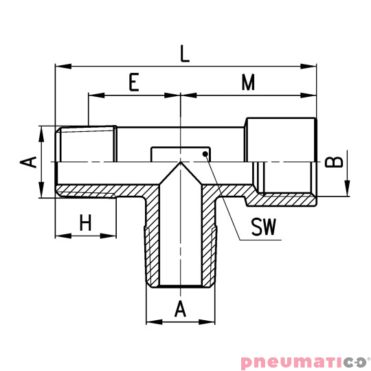 Tr&oacute;jnik G1/8" CAMOZZI 2050-1/8-1/8