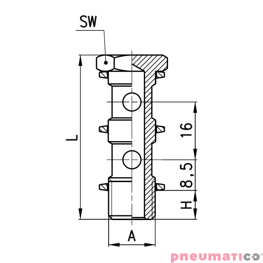 Złącze skręcane proste śruba podwójna banjo 3/8 Camozzi 1631-02-38