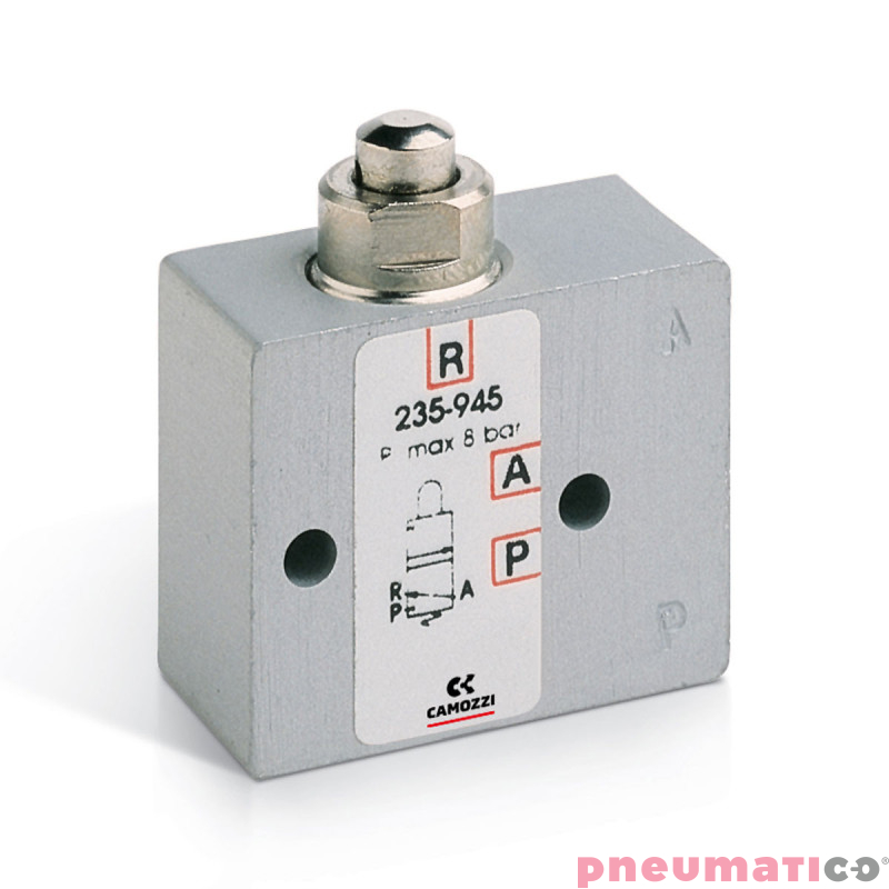 Minizaw&oacute;r mechaniczny z trzpieniem popychacz 3/2 NC M5 Camozzi 235-945