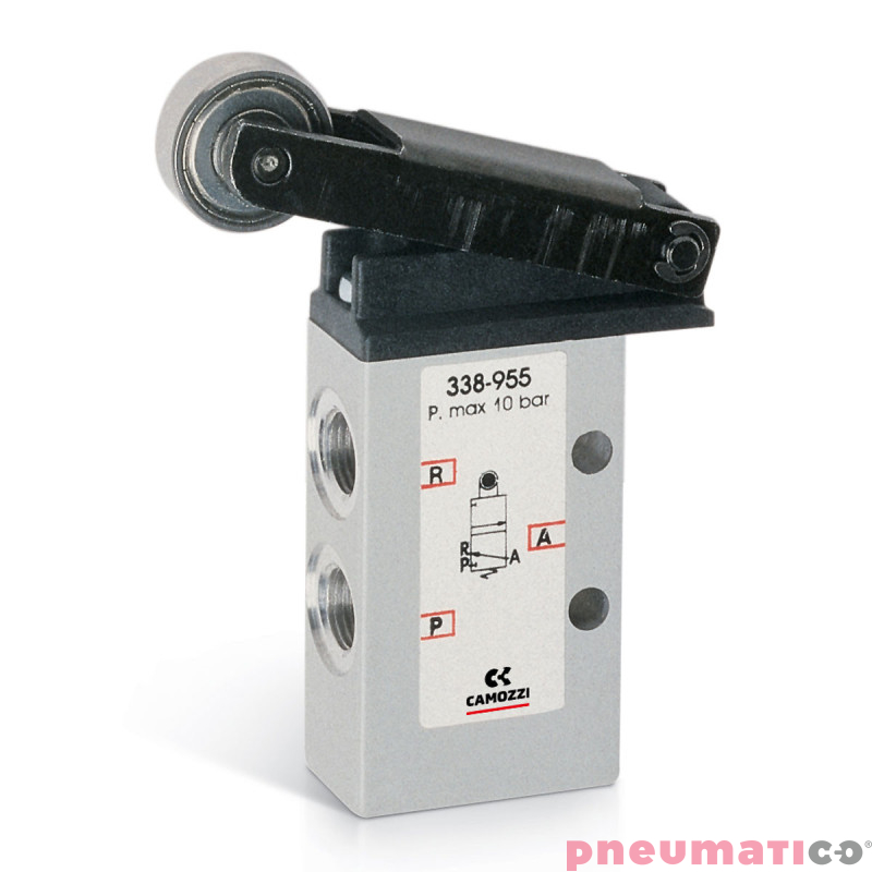Zaw&oacute;r sterowany dźwignią z rolką 3/2 NC G1/8 Camozzi 338-955