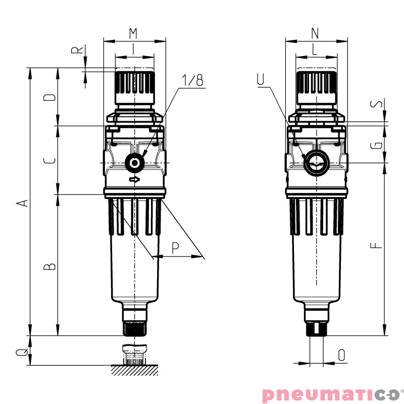 Filtro-reduktor G1/4 Camozzi N204-D00