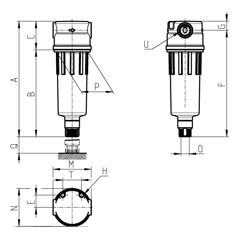 Filtr powietrza G1/4 Camozzi N204-F00