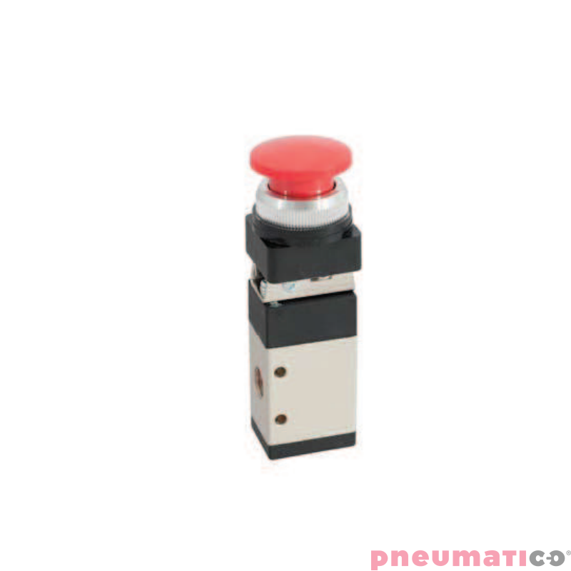 Zaw&oacute;r ręczny z przyciskiem typu grzybek TEKMA 3/2 NC G1/4" G-322 PB