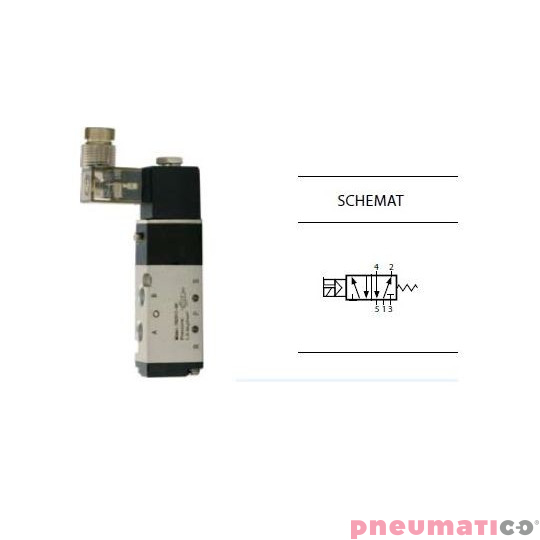Zaw&oacute;r elektropneumatyczny TEKMA jednostronny monostabilny 5/2 1/8" TG-2511-06-DC24 NC 24VDC