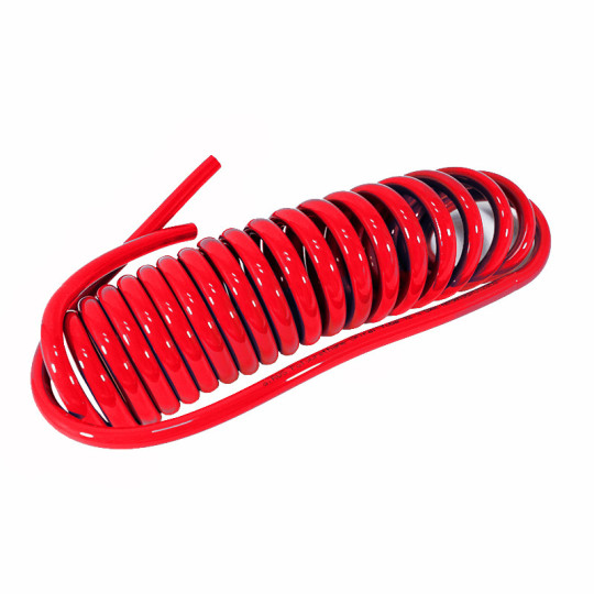Wąż spiralny RQS PU 12x8mm 9m prosta końcówka TBC120809R czerwony Wąż spiralny RQS PU 12x8mm 9m prosta końcówka TBC120809R czerwony