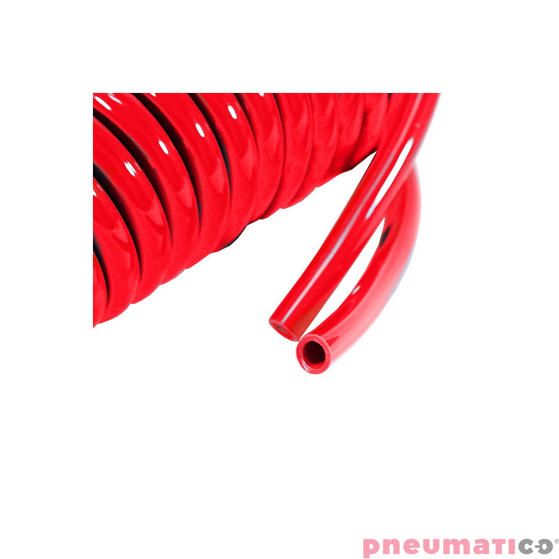 Wąż spiralny RQS PU 10x6,5mm 5m prosta końcówka TBC106505R czerwony Wąż spiralny RQS PU 10x6,5mm 5m prosta końcówka TBC106505R czerwony