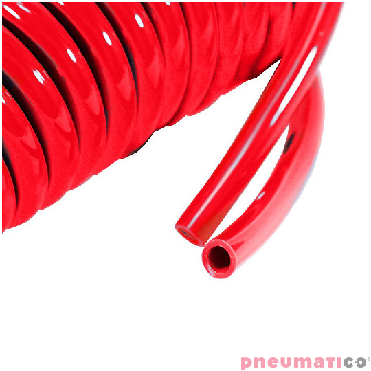 Wąż spiralny RQS PU 10x6,5mm 5m prosta końcówka TBC106505R czerwony Wąż spiralny RQS PU 10x6,5mm 5m prosta końcówka TBC106505R czerwony
