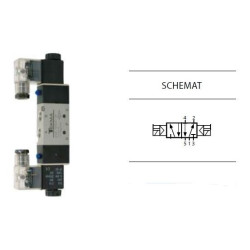 Zaw&oacute;r elektropneumatyczny TEKMA dwustronny, bistabilny z elementem ręcznego przesterowania 5/2 1/4" TG-2522-08-DC24 NC 24VDC