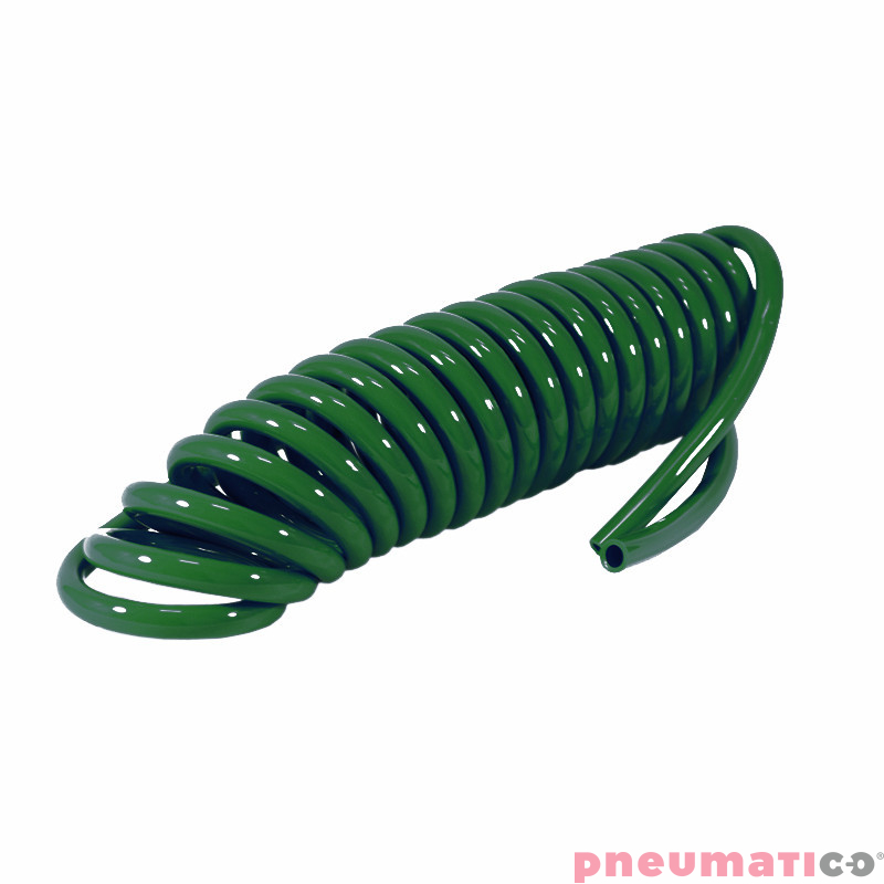 Wąż spiralny RQS PU 10x6,5mm 9m prosta końcówka TBC106509G zielony Wąż spiralny RQS PU 10x6,5mm 9m prosta końcówka TBC106509G zielony