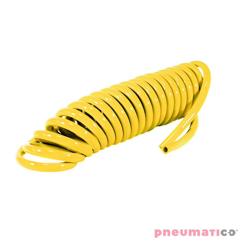 Wąż spiralny RQS PU 10x6,5mm 5m prosta końc&oacute;wka TBC106505Y ż&oacute;łty