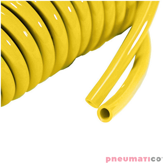 Wąż spiralny RQS PU 10x6,5mm 5m prosta końc&oacute;wka TBC106505Y ż&oacute;łty