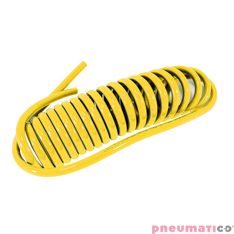 Wąż spiralny RQS PU 8x5mm 5m prosta końcówka TBC080505Y żółty Wąż spiralny RQS PU 8x5mm 5m prosta końcówka TBC080505Y żółty