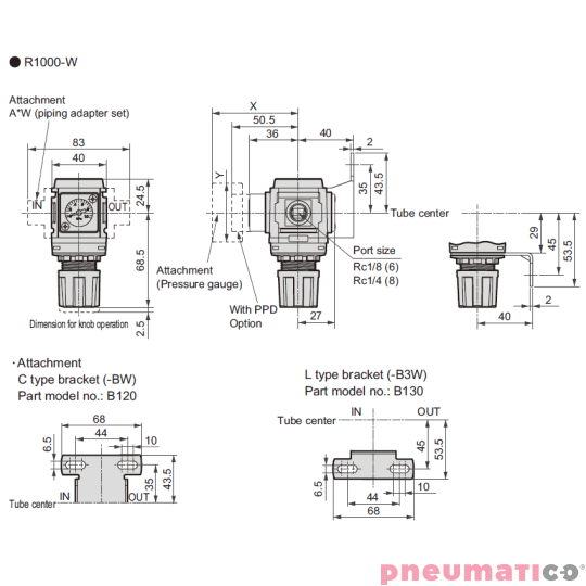 Reduktor ciśnienia CKD 1/4" z manometrem R1000-8G