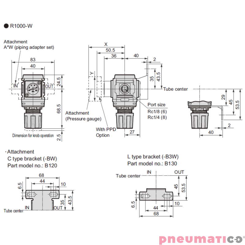 Reduktor ciśnienia CKD 1/8" z manometrem R1000-6G