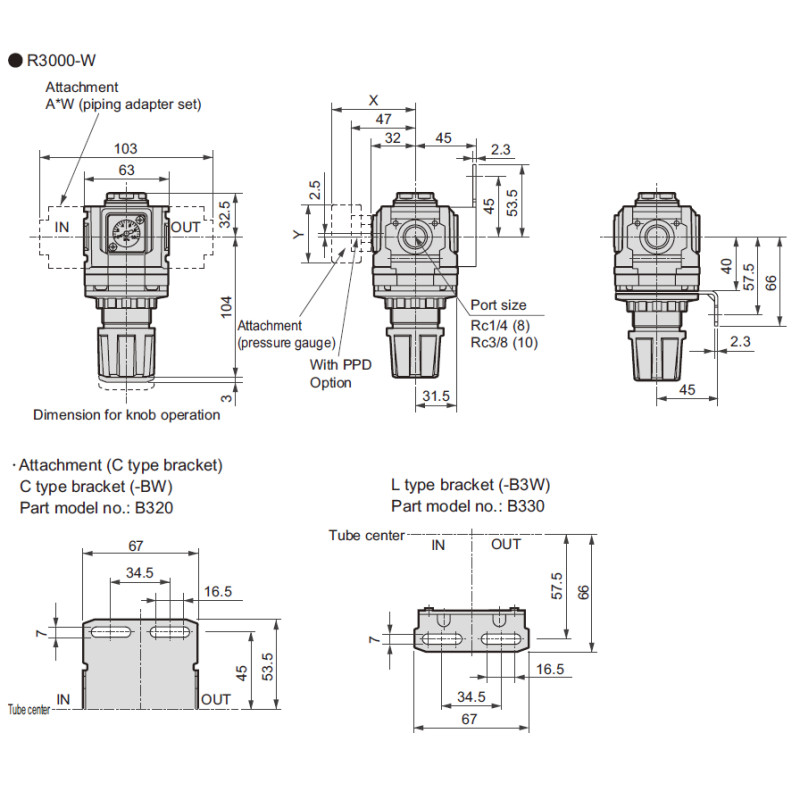 Reduktor ciśnienia CKD 3/8" z manometrem R3000-10G