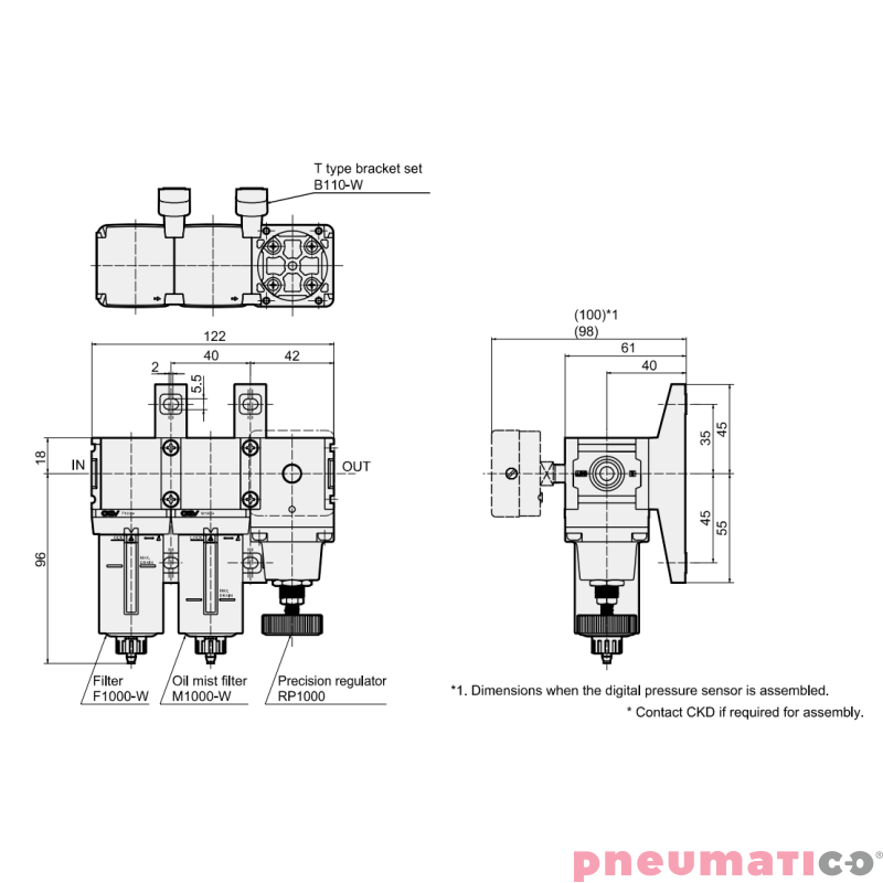 Reduktor ciśnienia CKD 1/4" bez manometru RP1000-8-04 Reduktor ciśnienia CKD 1/4" bez manometru RP1000-8-04