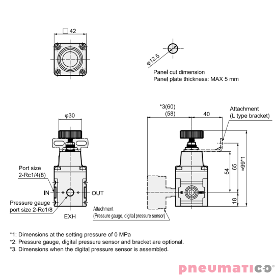 Reduktor ciśnienia CKD 1/4" bez manometru RP1000-8-07