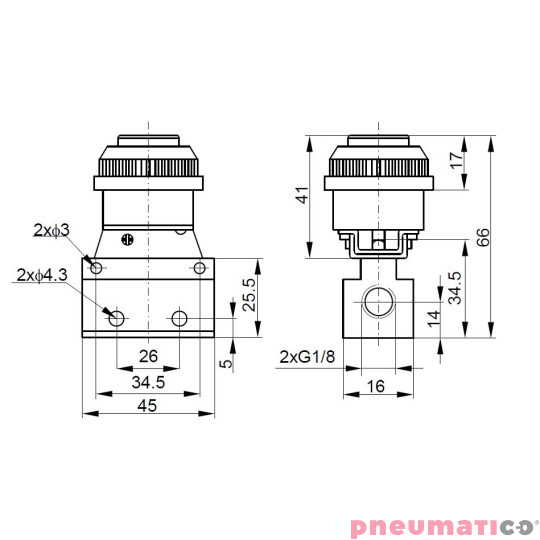 Zaw&oacute;r sterowany przyciskiem zielony kryty PNEUMATICO 3/2 JLW310FP