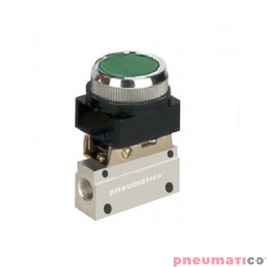 Zaw&oacute;r sterowany przyciskiem zielony kryty PNEUMATICO 3/2 JLW310FP