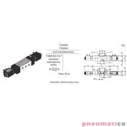 Zaw&oacute;r elektropneumatyczny 5/2 BISTAB. Pneumax T488.52.0.0.M 1/8 